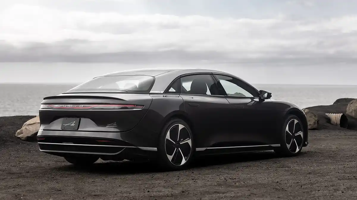 2026 Lucid Air Touring luxury electric sedan front three-quarter view