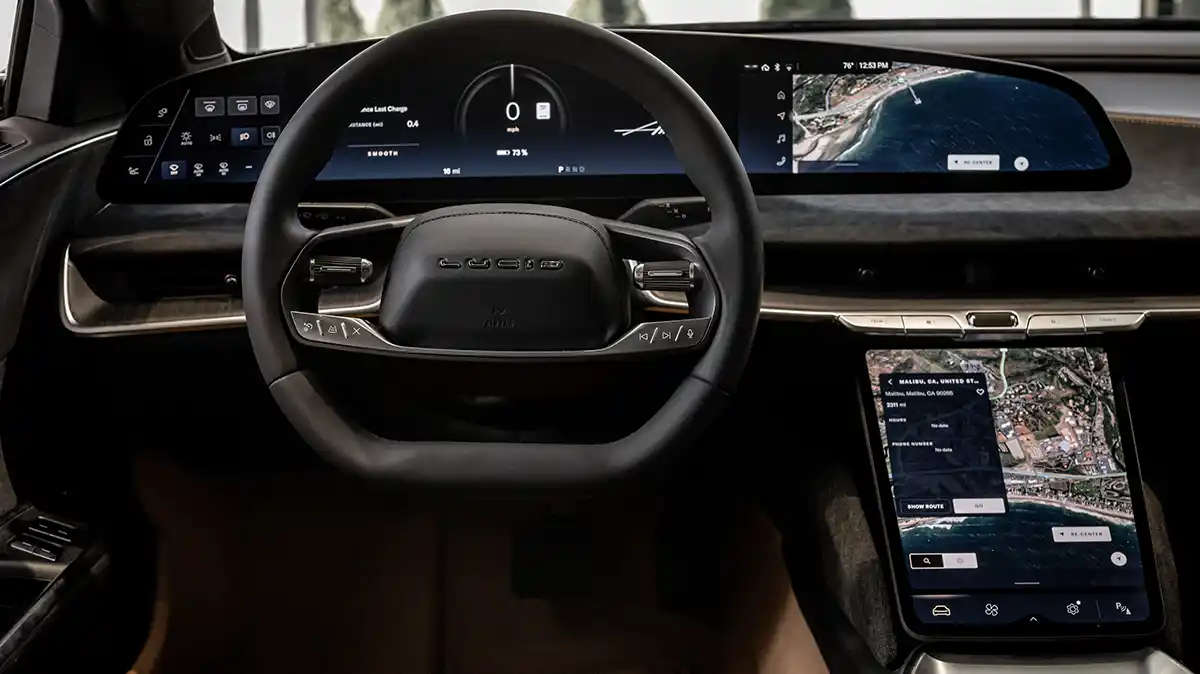 LUCID-AIR-TOURING-2026-07 2026 Lucid Air Touring luxury electric sedan front three-quarter view