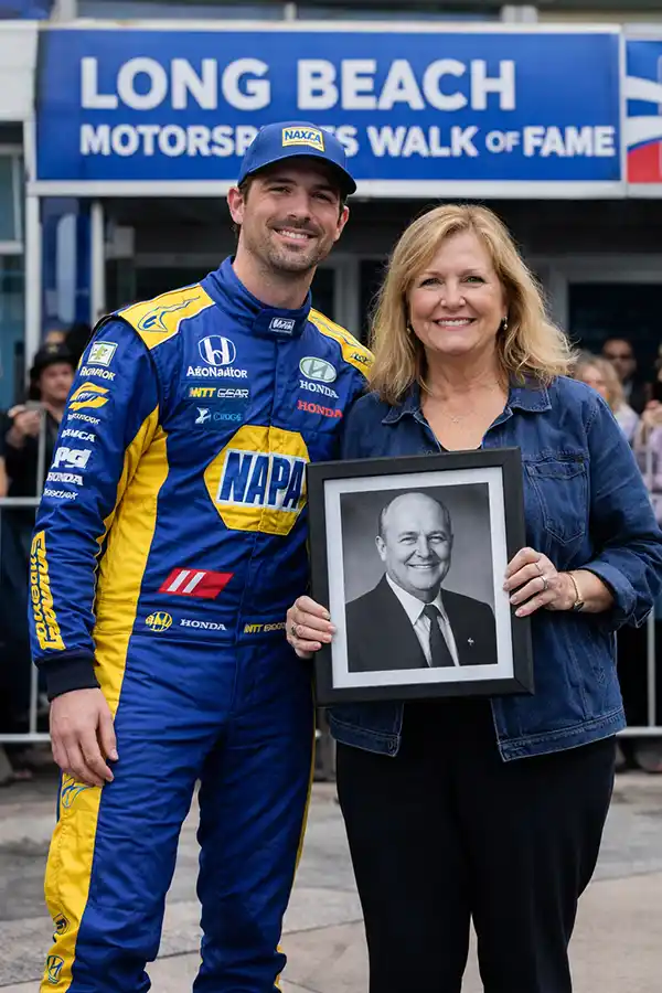 Mayor-Robert-Bob-01 Alexander Rossi and Nancy Foster at the Long Beach Motorsports Walk of Fame ceremony