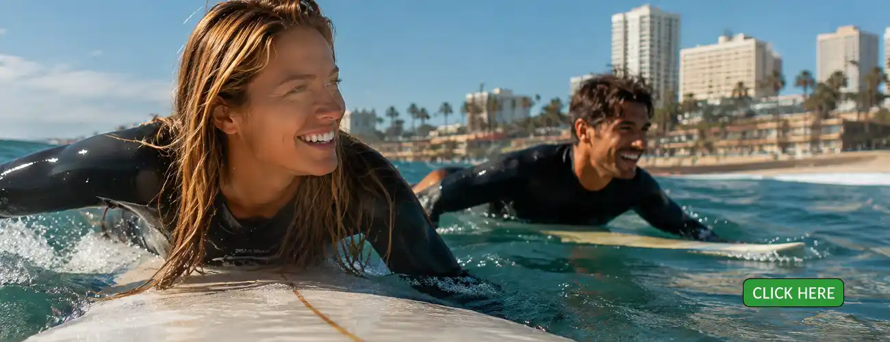 Best Time to Visit LA surfers enjoying a sunny Los Angeles beach